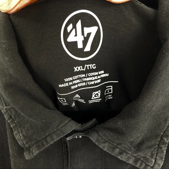 NEW Mens 47 Brand LIII Superbowl Washed Black Polo Shirt - Picture 11 of 13